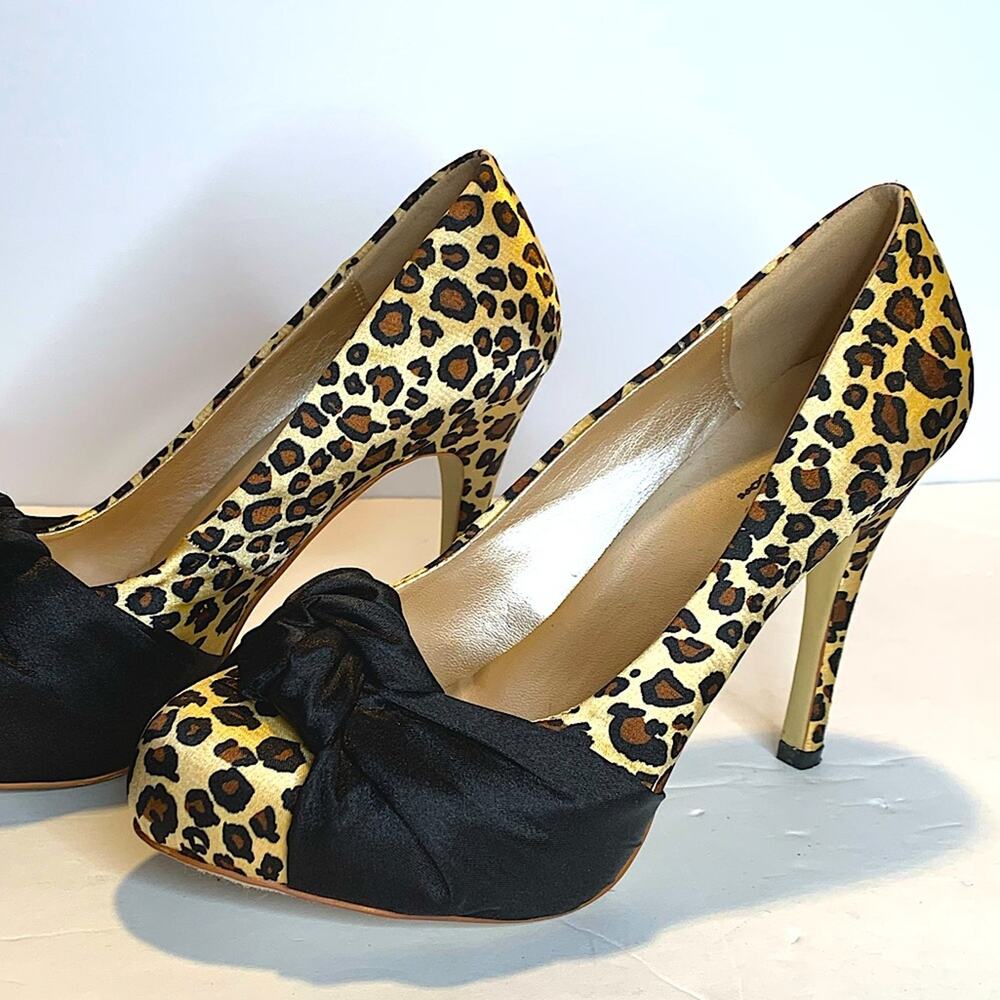 Vintage J. Loren Collection Cheetah Print Satin High Heeled Sandal Size 7 - Picture 7 of 11